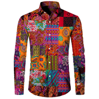 Men's Long Sleeved Button Up Shirt Autumn Comfortable Lapel Shirt Retro Ethnic Style Mens Long Sleeved Trend Street Men Clothing