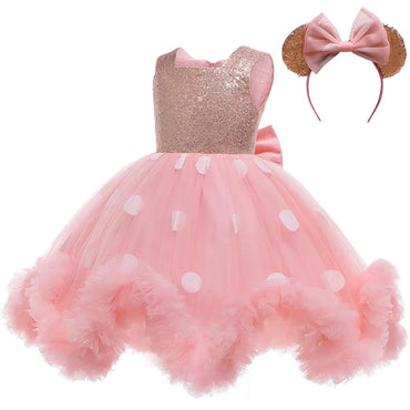 Mini Mouse Girls Dress 1-7 Years Birthday Party Kids Dresses for Girls Halloween Carnival Polka-Dot Chidlren Princess Dress up