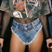 Xingqing Sexy Women Hot Pants Summer Clothes Jeans Micro Shorts Denim Daisy Dukes Low Waist Shorts Fashion Beach Streetwear