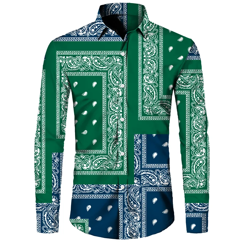 Men's Long Sleeved Button Up Shirt Autumn Comfortable Lapel Shirt Retro Ethnic Style Mens Long Sleeved Trend Street Men Clothing