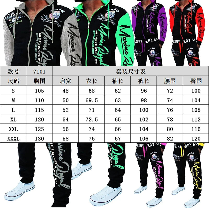 New Brand Men Tracksuit 2 Piece Tops Pants Mens Sweat Suits Set Letter Print Plus Size Jogger Male Chic Hot Sale Clothing