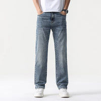Wide Leg Jeans Men Baggy Pants Summer Straight Cut Loose Retro Blue Denim Pants Streetwear Fashion Pockets Vintage Man Clothes