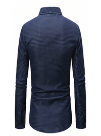 Men's shirt button-up shirt summer shirt blue long-sleeved polka dot lapel outdoor streetwear fashion casual comfortable S-5XL