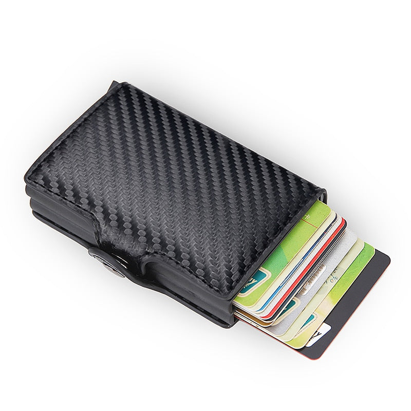 Rfid Blocking Protection Men id Credit Card Holder Wallet Leather Metal Aluminum Business Bank Card Case CreditCard Cardholder