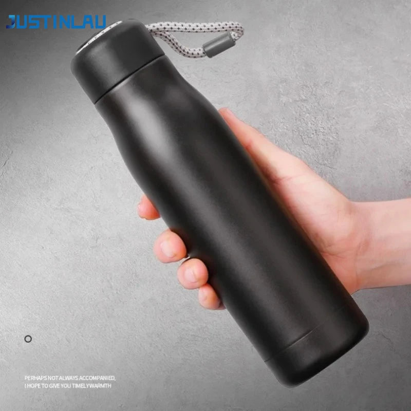 JUSTINLAU 400/550ML Thermo Bottle Vacuum Flasks with Rope Stainless Steel Outdoor Travel Cups Portable Thermal Water Bottles