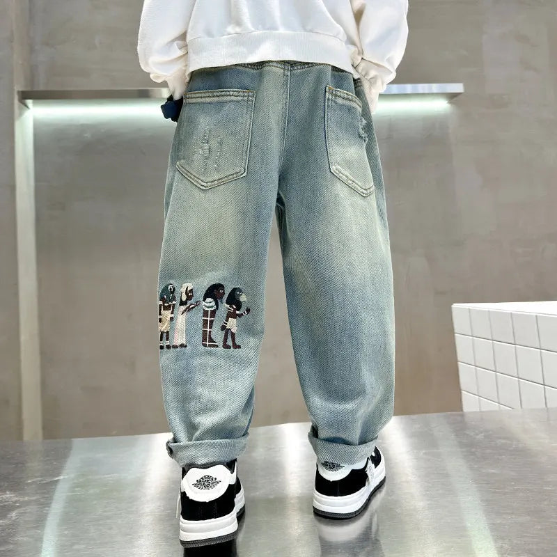 Jeans For Boys High Quality Children Clothes Casual Style Kids 2024 Spring Autumn New Arrival Denim Pants 5 6 7 8 9 10 11 12 14Y