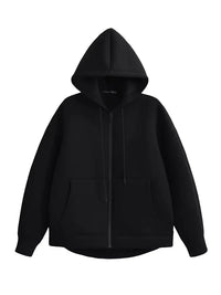 Autumn Women Gray Jacket With Hood Long Sleeve Big Pocket Zipper Jacket Coat Woman Loose Casual Outerwear Coat Tops