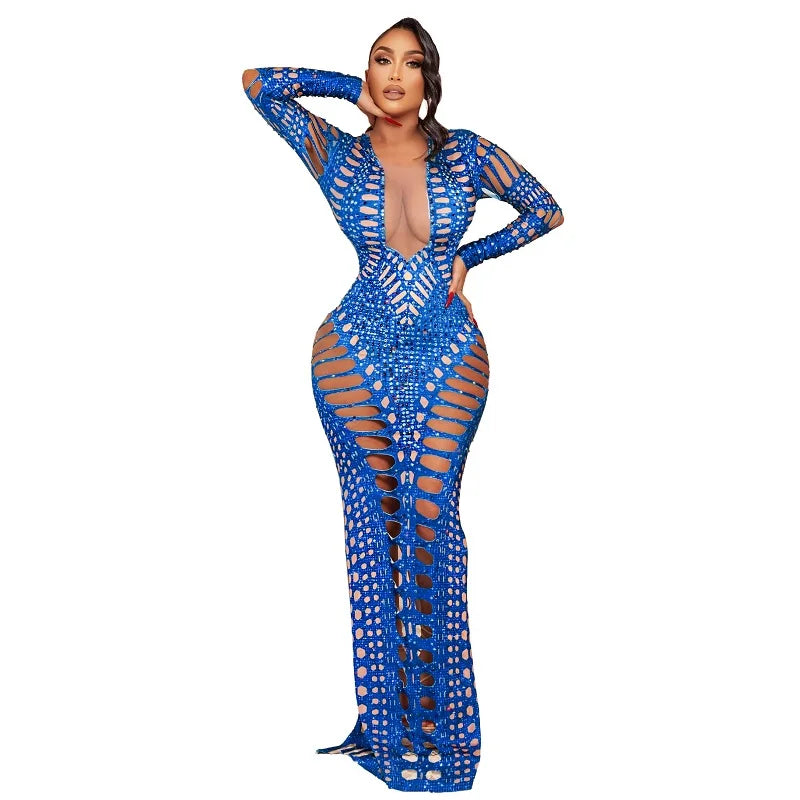 2023 New Hollow Out Beach Long Dress Sexy women See Through Bikini Swimwear Bathing suit Cover-ups Beach Wear Female