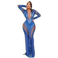 2023 New Hollow Out Beach Long Dress Sexy women See Through Bikini Swimwear Bathing suit Cover-ups Beach Wear Female