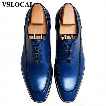 Luxury Men Leather Shoes Lace Up Pointed Toe Weaving Decoration Black Oxfords Mens Dress Shoes Wedding Office Shoes Men