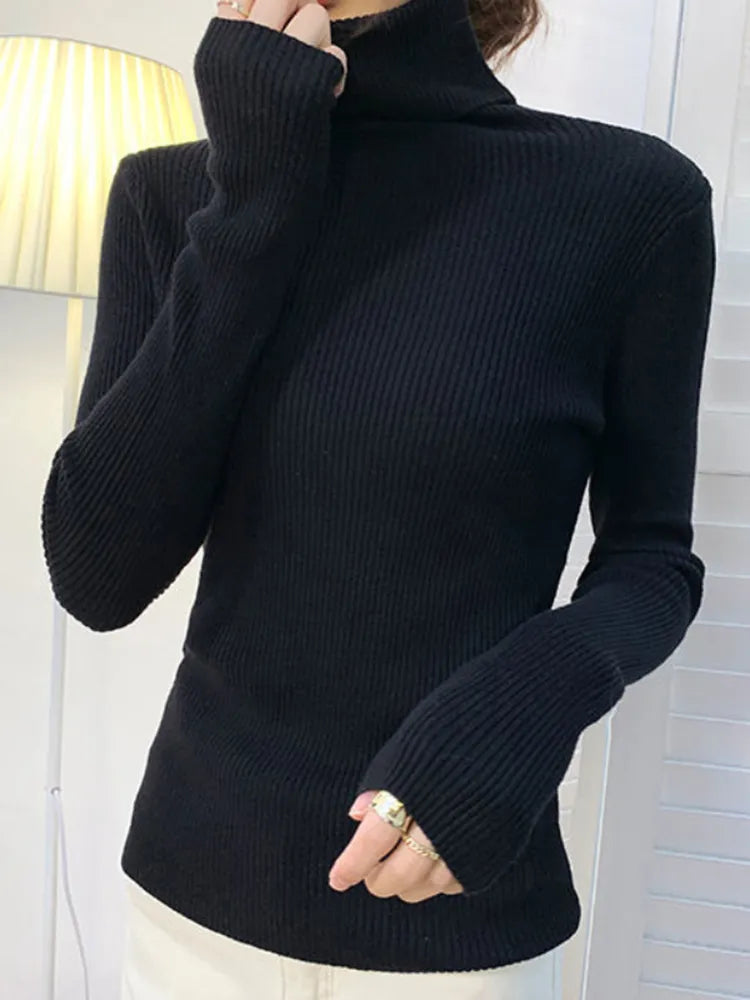 ITOOLIN Winter Women Turtleneck Sweater Basic Knitted Soft Pullovers Cashmere Jumpers For Women Fashion Elastic Warm Sweaters