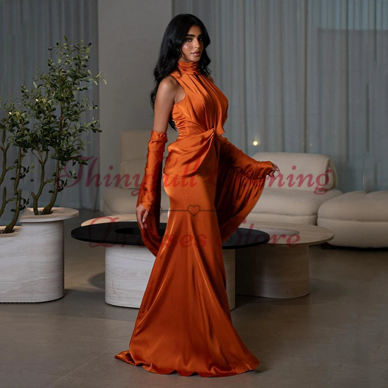 Thinyfull 2025 Mermaid Prom Evening Dresses Saudi Arabia High Neck Sleeveless Long Night Dress Formal Cocktail Party Prom Gowns