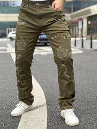 Fashionable Men's Jeans   Exquisite Embroidery   Patched And Mended Holes   Trendy And Versatile   Discounted And Free Shipping
