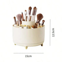 360° Rotating Makeup Organizer - 1pc Plastic Cosmetic Storage with 5 Compartments - Multi-Functional Holder for Brushes