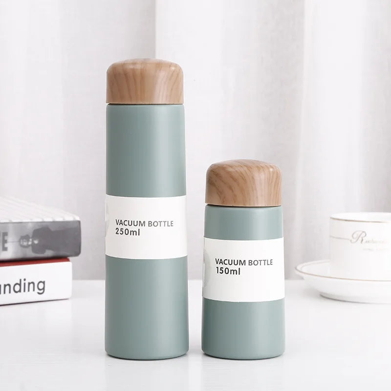 Small Stainless Steel Water Cup Cute Portable Insulation Cup Vacuum Flask Plastic Lids 250ml