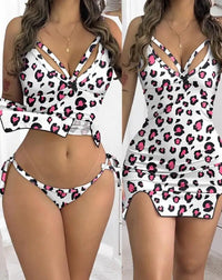 Summer 2 Pieces Outfit Spaghetti Strap Bowknot Decor Tank Top and Casual Floral Print Skinny Shorts Set Casual Home Pajama Set