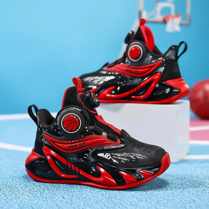 A pair of children's four-season leather high-top basketball shoes, wear-resistant basketball shoes, sizes 31-40，YZ-L833