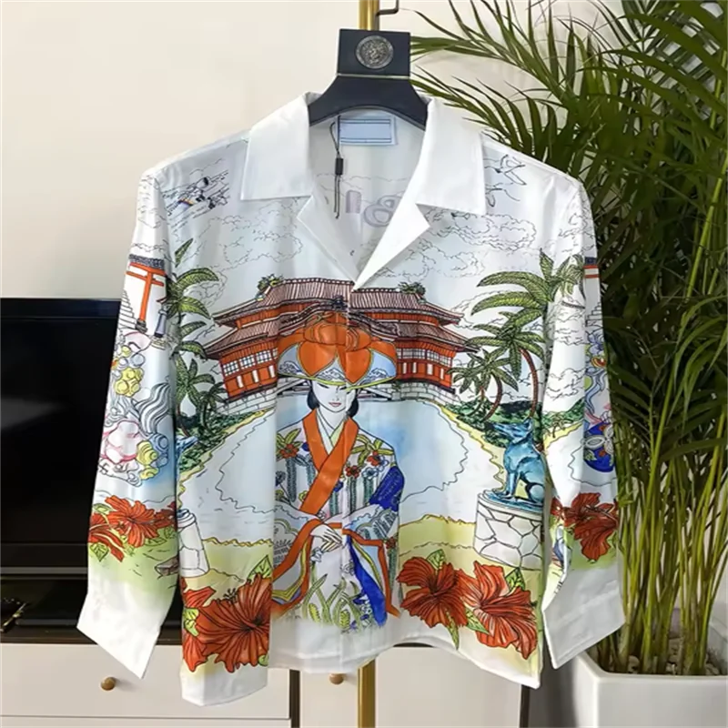 2025 men's printed T-shirt, men's and women's long sleeved shirt, 100% polyester fiber, fashionable and comfortable casual men's