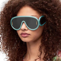 2023 New Fashion One Piece Big Frame Goggles Oversized Oval Sunglasses Women Men Trendy Hip Hop Sun Glasses