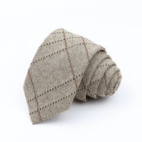 Mens Ties 7cm Classic Cotton Handmade Skinny Grey Brown Striped  Neckties Narrow Collar Slim Plaid Casual Tie Accessories Gift