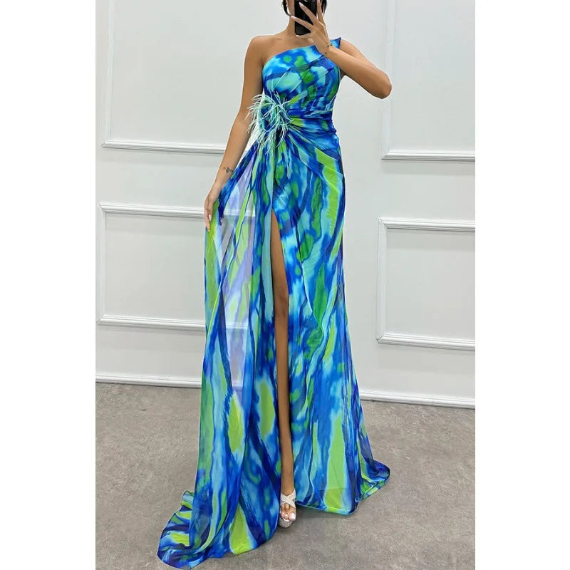 2025 Spring Women Chiffon Dress Print Sleeveless Casual Dress Bohemian Dress Female Summer Holiday Fashion Beach Lady Clothes