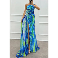 2025 Spring Women Chiffon Dress Print Sleeveless Casual Dress Bohemian Dress Female Summer Holiday Fashion Beach Lady Clothes
