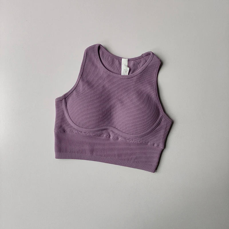 New Running Fitness Sports Vest Integrated Women's High-strength Thread Hollow Beautiful Back Shockproof Tight Yoga Bra Clothing