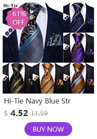 Hi-Tie Blue Business Solid 100% Silk Men's Tie NeckTie 8.5cm Ties for Men Formal Luxury Wedding High Quality Gravata