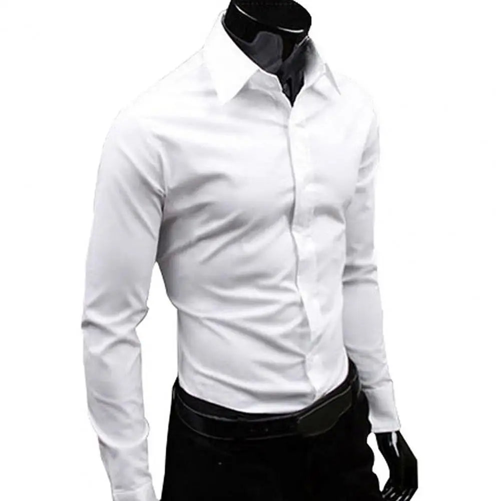 Men's Shirt Button-down Closure Anti-wrinkling Odorless4 Long-sleeve Button-down Shirt for Daily Life