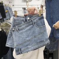 Sexy Y2K Vintage Women Korean Button Blue Short Denim Mini Skirts