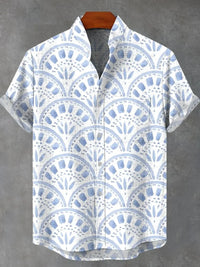 Chemise à manches longues et col montant pour homme, nouvelle collection printemps-automne, imprimée en 3D, rayures irrégulières