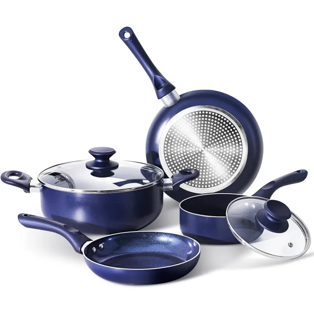 6 Pieces Pots and Pans Set,Aluminum Cookware Set, Nonstick Ceramic Coa ...