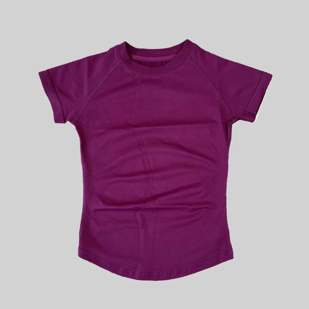 ARFTE Gym T Shirt Short Sleeve Yoga Top Women's Round Neck Seamless High Stretch Fitted Sports Gym Shirt Workout Clothing