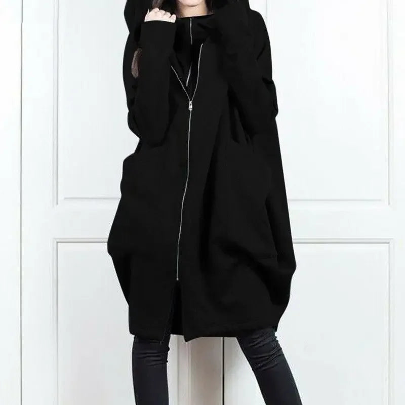 Hoodies Baggy Hooded Sweatshirt for Women Full Zip Up Woman Tops With Zipper New In Loose Harajuku Fashion Outerwears M E Basic