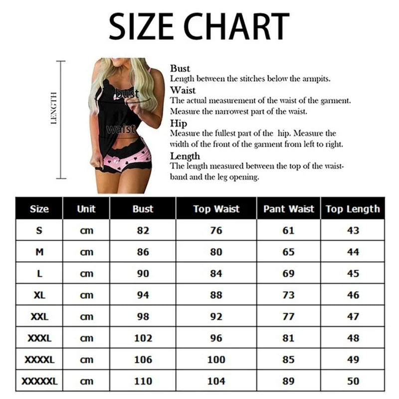 Sexy Sleepwear Set Women Lingerie Set Lace Underwear Cami Vest Shorts Sleeveless Camisole Shorts 5XL Nighties Pajamas