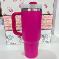 Stainless Steel Vacuum Insulated Car Cup with Dual Straw Lid, Thermal Icy Travel Handle 40oz New