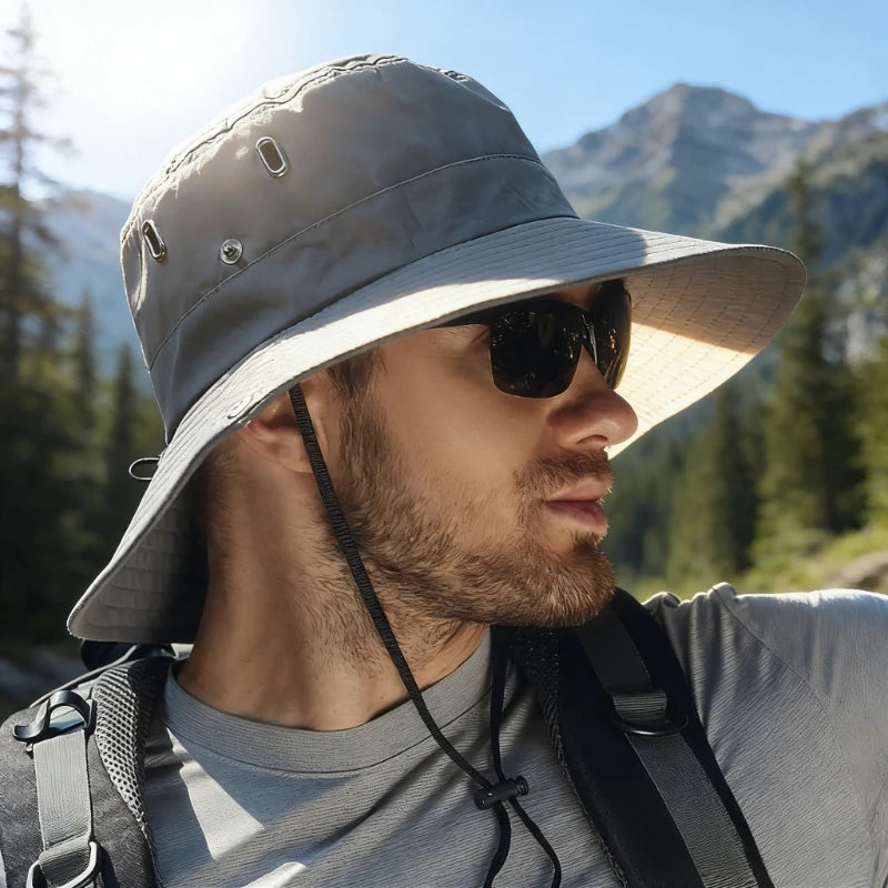 Mens Wide Brim Sun Hat Waterproof UPF50 Plus UV Protection Bucket Hat for Fishing Hiking Camping Summer Outdoor Fishing Hat