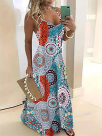 Women's New Fashion Summer Sleeveless Dress Casual Long Retro Strap Dress Street 3D Texture Print Comfortable Breathable Dress