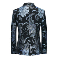 New Men Fashion Flower Suit Luxury Jacquard Jacket Homme Wedding Ball Party Single Button Blazer Singer Stage Performance Coat