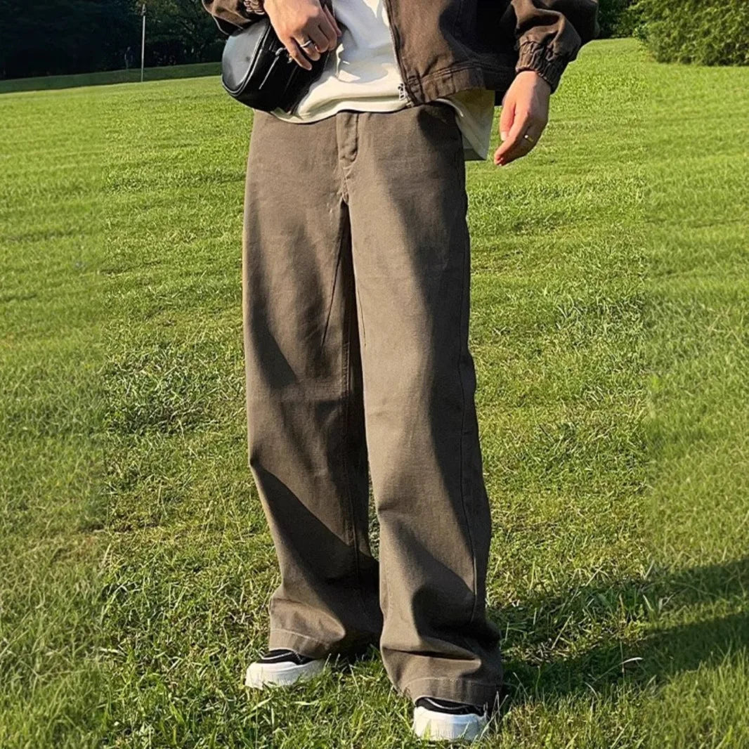 New American Casual Retro Straight Jeans for Men's Niche Loose Trousers Trendy