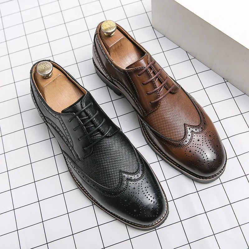 Handmade Oxford Shoes for Men Wingtip Leather Brogue Men's Dress Shoes Classic Business Formal Shoes Male Calfskin Leather Shoe