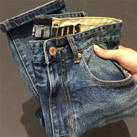 High Level Blue Jeans Men's European Straight Thick Fashion Brand Korean Fashion Men's Pants Street Wear Boyfriend Baggie Jeans