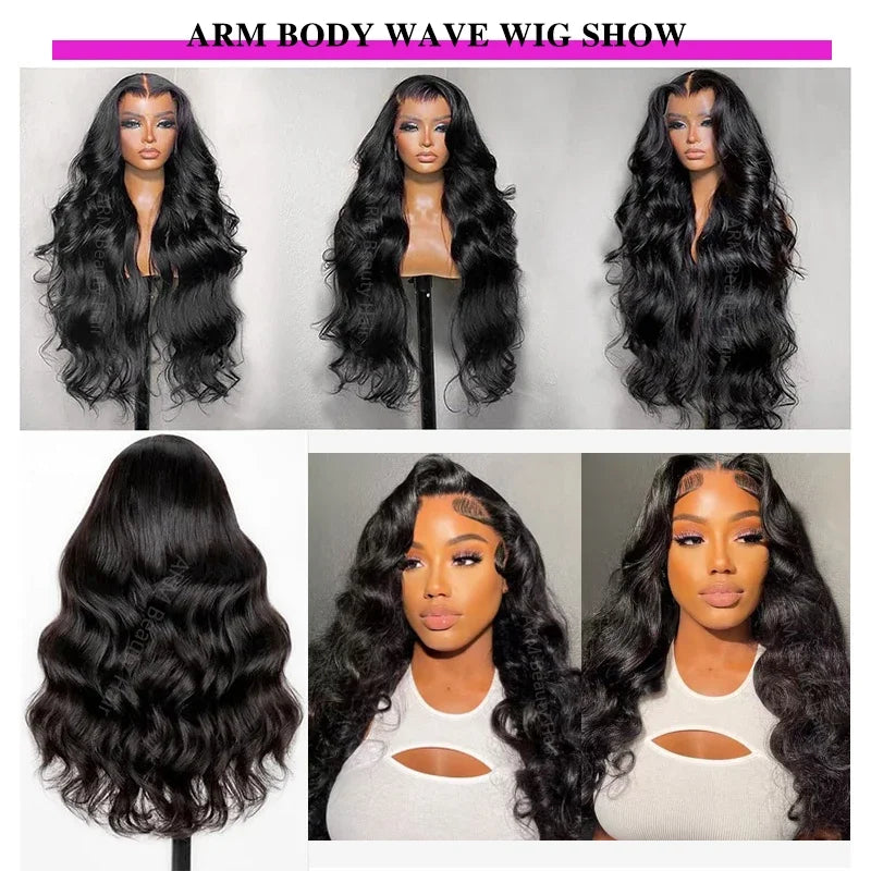 13x6 13x4 Body Wave Human Hair Frontal Wigs 40 Inch Hd Transparent Lace Front Wig Black Women 210 Density Pre Plucked Lace Wigs