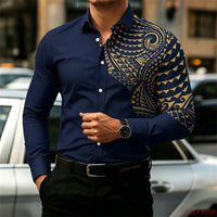 2026 New Men's Long-Sleeve Shirt, Fashionable Pattern Print, Slim Fit, European Size Business Casual Men's Top, Sizes XS-6XL