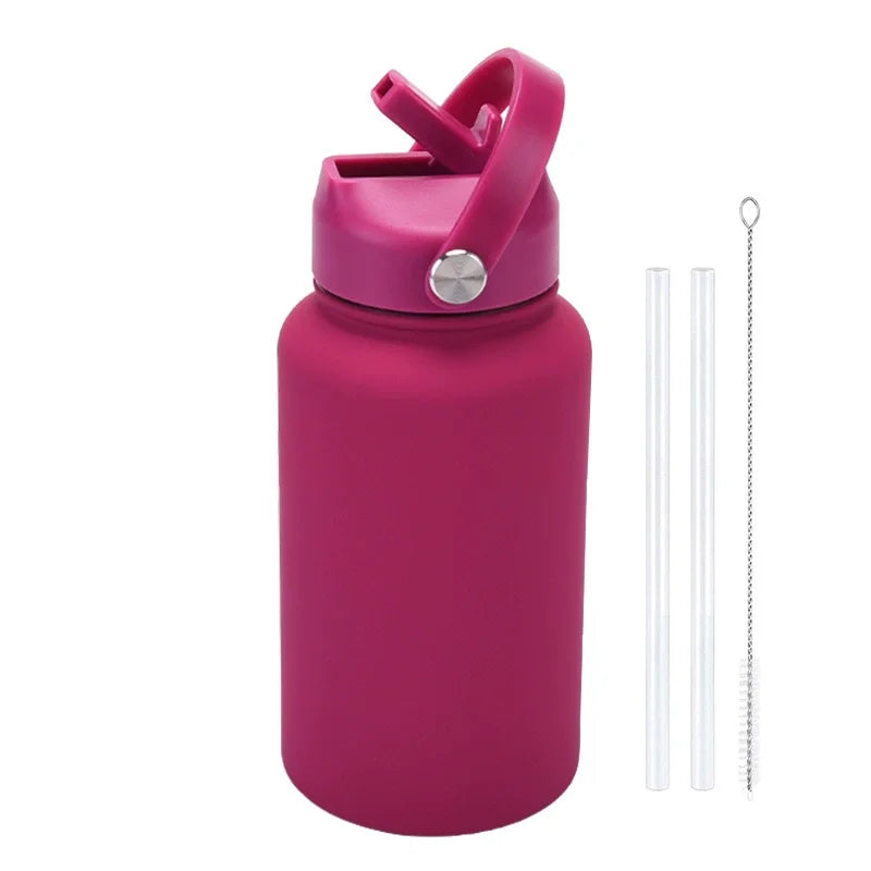 PuraCool Custom Water Bottle 650ml/22oz Insulated Thermos Personalized Tumbler Flask with Straw