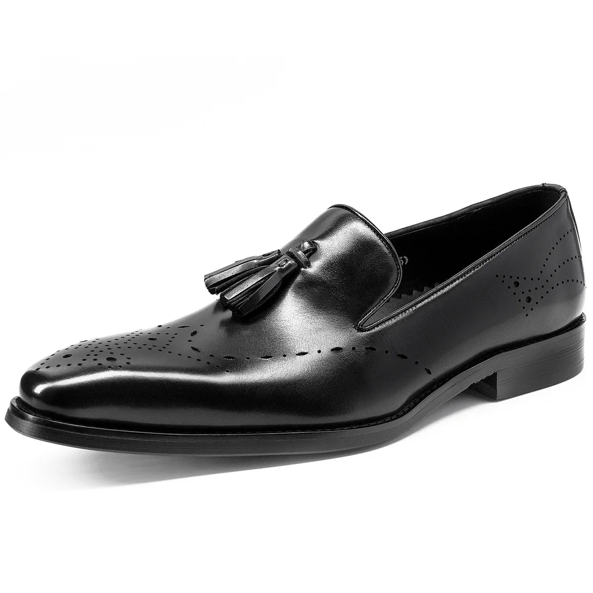 Classic Handmade Mens Tassel Loafers Genuine Leather Slip-on Buckle Wingtip Italian Style Brogue Wedding Dress Shoes for Men