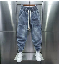 Men's Jeans Fashion Casual Jogger Harem Denim Pants Hip Hop elastic waist Letter printing jeans Male Trousers 2024 spring new