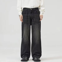 Male Classic America Hip Hop Rap Jeans Wide Leg Youth Popular Jeans Men Straight Leg Retro Loose Trousers Oversized Denim Pants