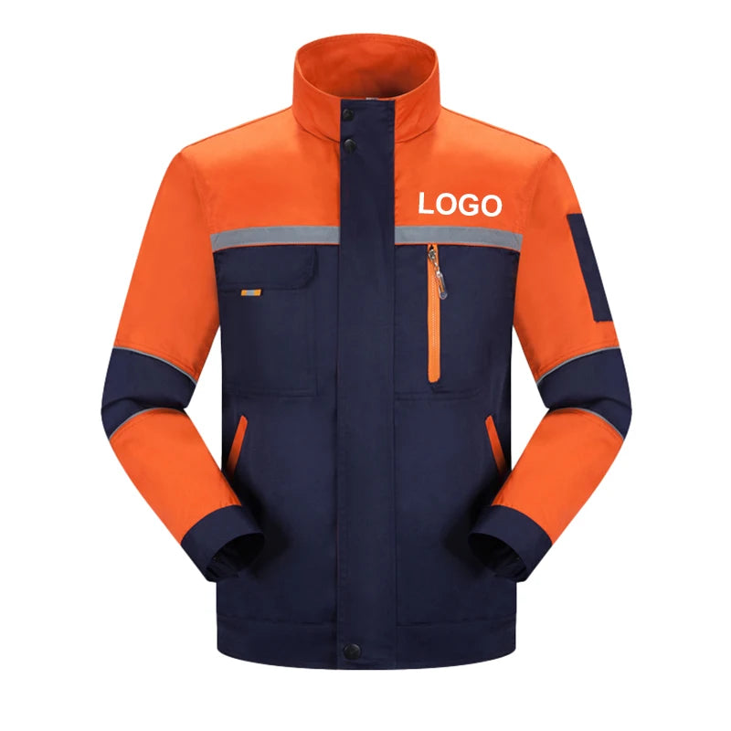 Mens Factory Work Shirt Uniform Long Sleeve Turn-Down Collar Workwear Motor Mechanic Repair Workshop Two-pocket T-shirts Tops