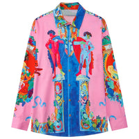 Men Fashion Button Shirts Printed Oversized Harajuku Streetwear Shirts Long Sleeve Loose Button Up Blouse For Male Hemd Herren